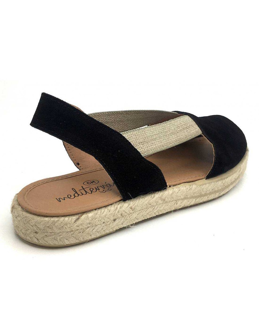 Women Sabateca Women'S Flat Sandals | Flat Sandals Mediterranea 8506 30135 Black