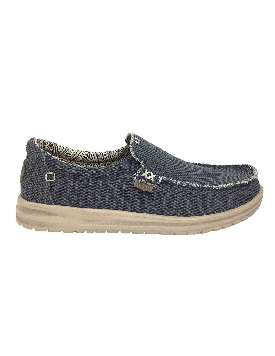 Man Sabateca Men'S Loafers | Dude 8351 Mikka Braided Blue Moccasins