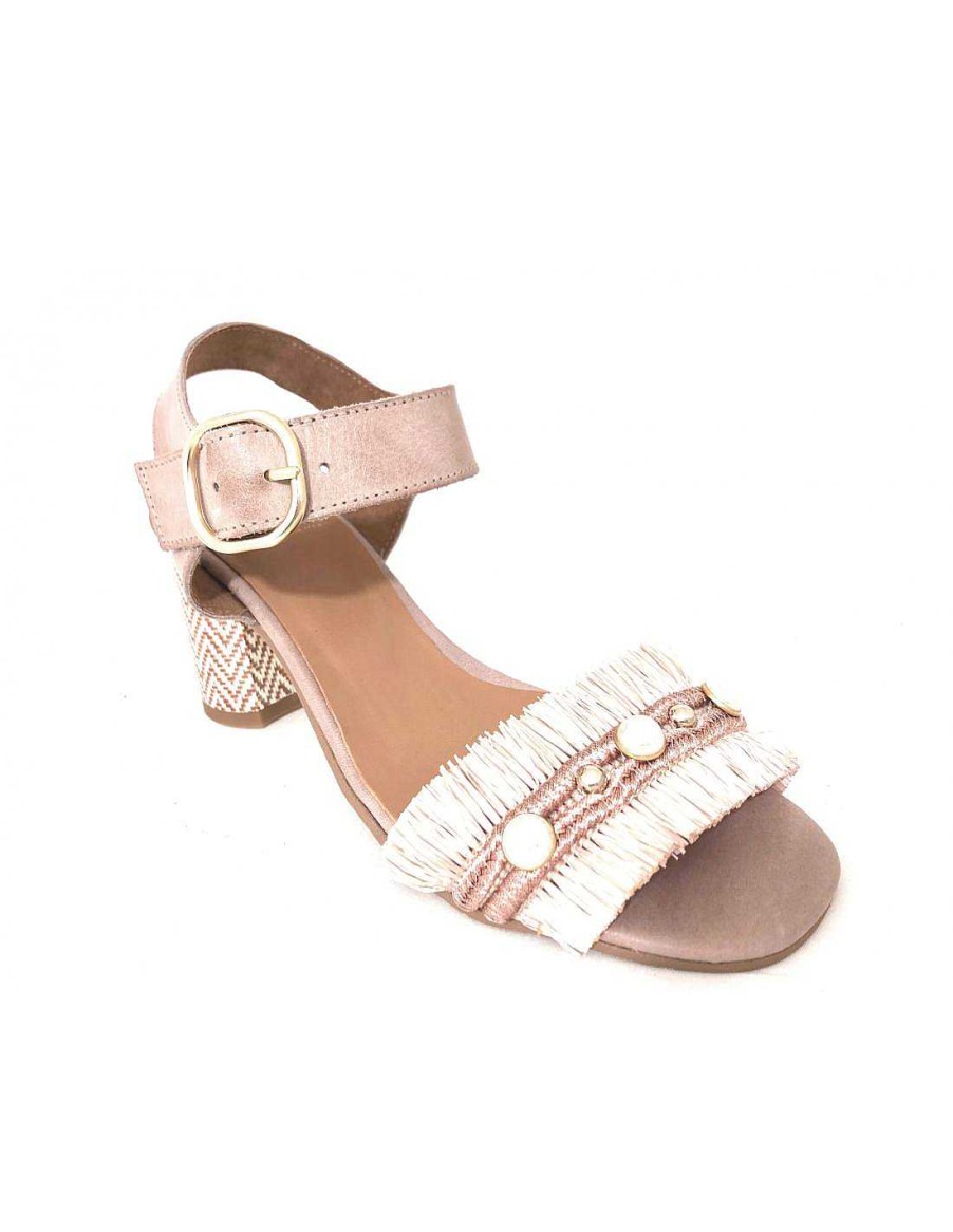 Women Sabateca Women'S Heeled Sandals | Moroccan Heel Sandals Sanchez 512 1044 Pink